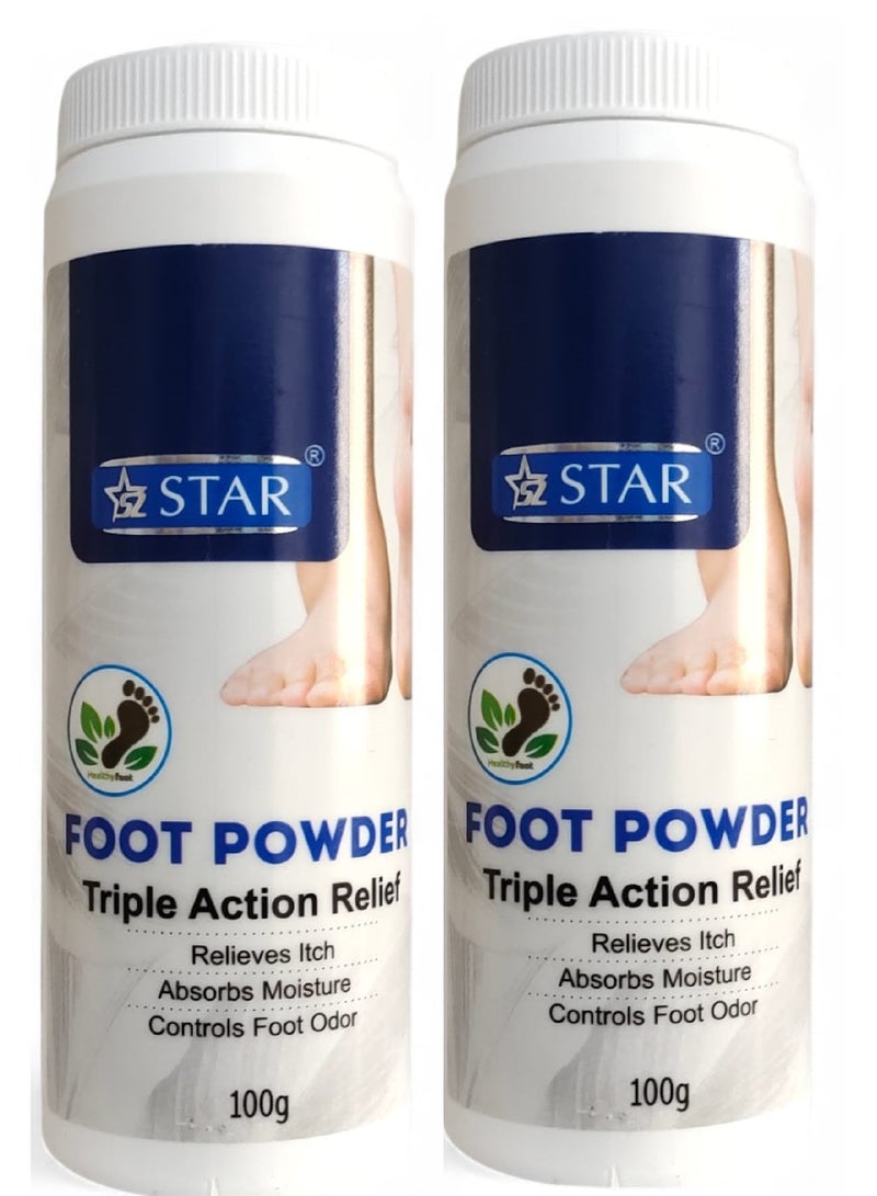 Two Pieces of Foot Powder Triple Action Relief 2X100g